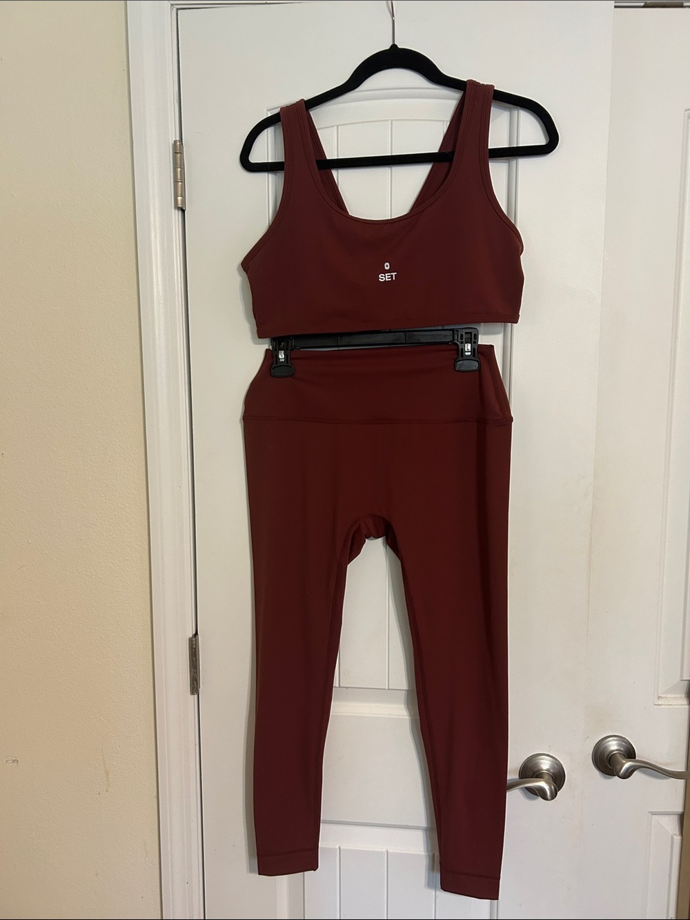 SET Active x FIGS Wine Red High-Waist Leggings & Scoop Sports Bra Set